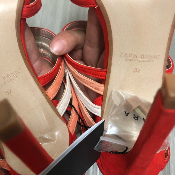 NWT Zara Multicolored Strappy Open Toe Heels - Picture 9 of 9
